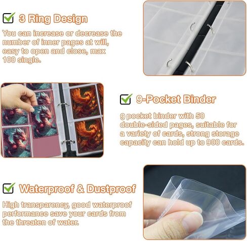 4 Pocket Card Binder, Trading Card Binder Fits 400 Cards with 50 Removable Sleeves, Waterproof Card Holder Album for MTG, TCG, Game Cards & Baseball Sports Cards, Collectors Boys Girls Gift in Saudi Arabia