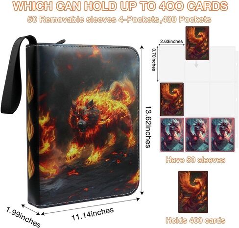 4 Pocket Card Binder, Trading Card Binder Fits 400 Cards with 50 Removable Sleeves, Waterproof Card Holder Album for MTG, TCG, Game Cards & Baseball Sports Cards, Collectors Boys Girls Gift in Saudi Arabia