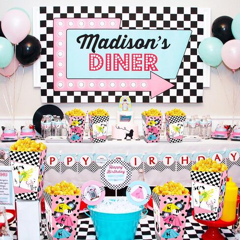 Jevenis 50s Sock Hop Party Boxes 50s shief party Decorations 1950s Decorations 1950s Rock N Roll Party Boxes in Saudi Arabia