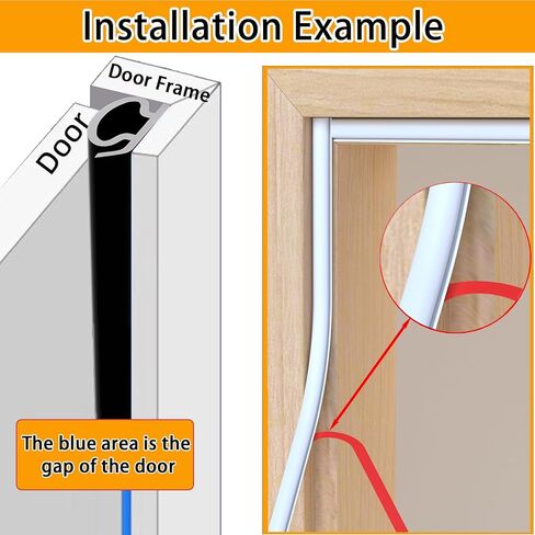 【New Upgrade】 Weather Stripping Door Seal, Silicone Door Weather Stripping for Door Frame & Window, Self Adhesive Weatherstripping Insulation Soundproof Strip, Suit for 4-7mm Gap (16.5FT White) in Saudi Arabia