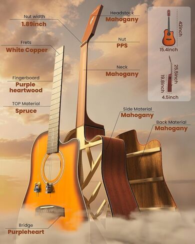 12 سلسلة من الغيتار الكهربائي الصوتي: Guitarra Acústica تم بناؤه في 4 فرقة EQ ، Spruce Top Mahogany Back and Sives ، Complete Beginner Electric Guitar Kit للبالغين ، Guitarra de 12 Cuerdas ، Matte Black in Kuwait