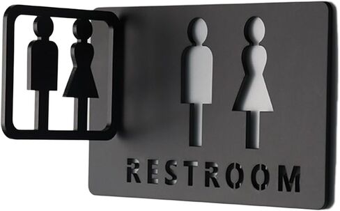 Signage,Restroom Signs Restroom Signs Men Women, Restroom Sign, Black 8 Inch and 4 Inch Combination, Acrylic Toilet Sign for a Restroom, Suitable for Offices in Kuwait