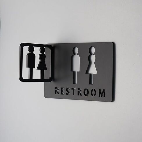Signage,Restroom Signs Restroom Signs Men Women, Restroom Sign, Black 8 Inch and 4 Inch Combination, Acrylic Toilet Sign for a Restroom, Suitable for Offices in Kuwait