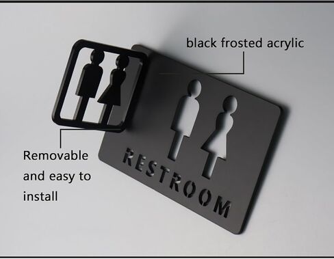 Signage,Restroom Signs Restroom Signs Men Women, Restroom Sign, Black 8 Inch and 4 Inch Combination, Acrylic Toilet Sign for a Restroom, Suitable for Offices in Kuwait