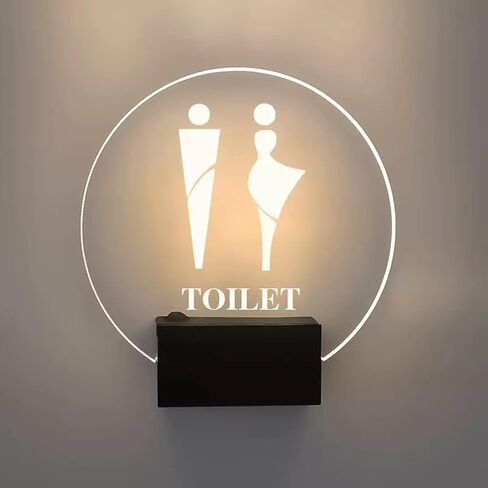 Restroom Signs Men Women,LED Restroom Sign, Wall Mount Toilet Lighted Sign, 7 Inch Round Bathroom Signs for The Office in Kuwait