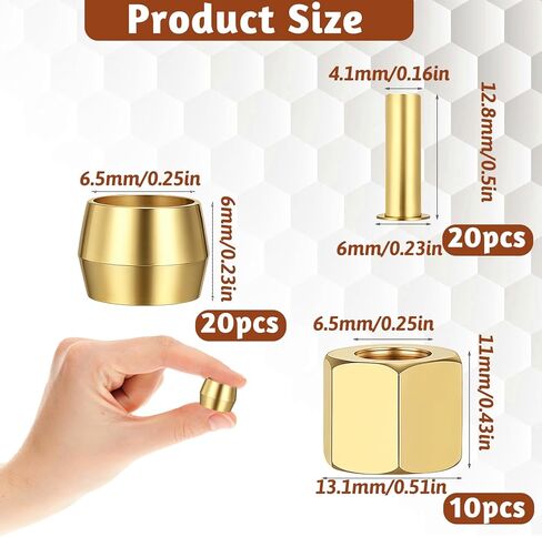 تجهيزات الضغط 1/4 مجموعة ضغوط مجموعة متنوعة من النحاس النحاس تشمل طابق الأكمام ، الجوز المستخدمة لتوصيل خطوط زيت الوقود المائي والغازات الخاملة in Kuwait