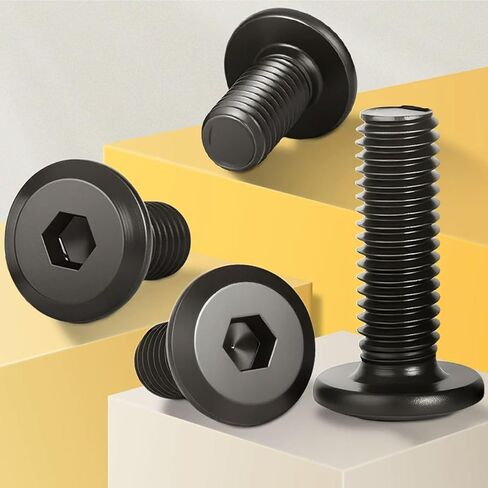 M6 x 30mm Bolt, 30Pcs Flat Head Hex Socket Cap Screws Bolts, Black Oxide & Hex Spanner, 1.0 Full Thread, for Furniture, Table, Automotive, Machinery (30, Black, 30mm) in Saudi Arabia