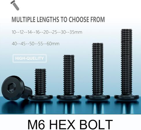 M6 x 30mm Bolt, 30Pcs Flat Head Hex Socket Cap Screws Bolts, Black Oxide & Hex Spanner, 1.0 Full Thread, for Furniture, Table, Automotive, Machinery (30, Black, 30mm) in Saudi Arabia