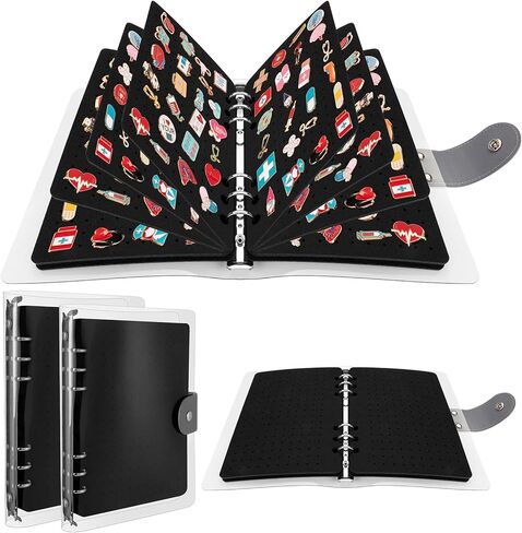 8 Pages Enamel Pin Display Book for Enamel Pins, A5 Pins Collection Storage Organizer Book for Collectors, Portable Travel Pins Trading Book with Clear PVC Cover (Not Include Accessories) in Kuwait