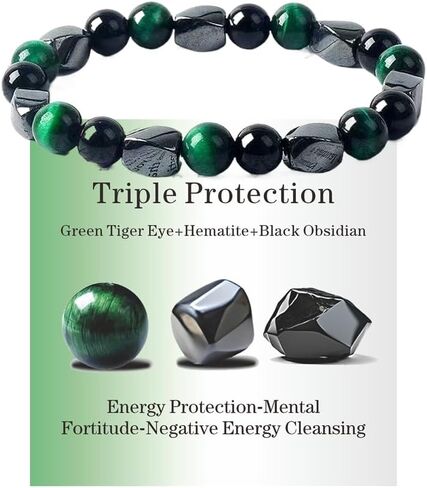 سوار حماية الهيماتيت ، نمر العين النمر الأسود منجديان شفاء البلورات أسوار الحجر الطبيعي الحجر الطبيعية حظا سعيدا هدايا المجوهرات للنساء والرجال in Kuwait