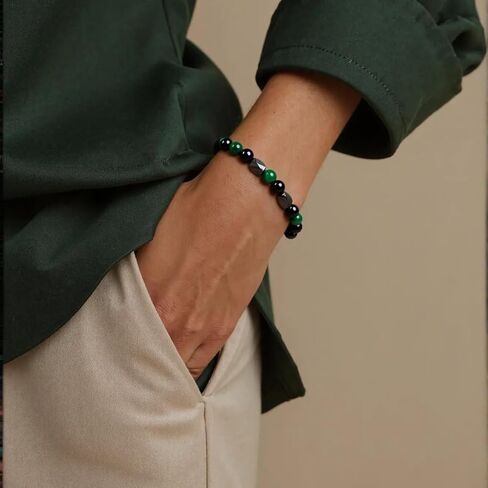 سوار حماية الهيماتيت ، نمر العين النمر الأسود منجديان شفاء البلورات أسوار الحجر الطبيعي الحجر الطبيعية حظا سعيدا هدايا المجوهرات للنساء والرجال in Kuwait