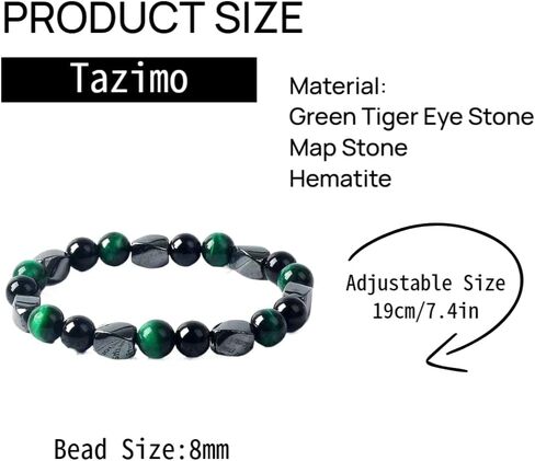 سوار حماية الهيماتيت ، نمر العين النمر الأسود منجديان شفاء البلورات أسوار الحجر الطبيعي الحجر الطبيعية حظا سعيدا هدايا المجوهرات للنساء والرجال in Kuwait