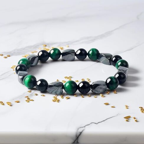 سوار حماية الهيماتيت ، نمر العين النمر الأسود منجديان شفاء البلورات أسوار الحجر الطبيعي الحجر الطبيعية حظا سعيدا هدايا المجوهرات للنساء والرجال in Kuwait