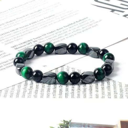 سوار حماية الهيماتيت ، نمر العين النمر الأسود منجديان شفاء البلورات أسوار الحجر الطبيعي الحجر الطبيعية حظا سعيدا هدايا المجوهرات للنساء والرجال in Kuwait