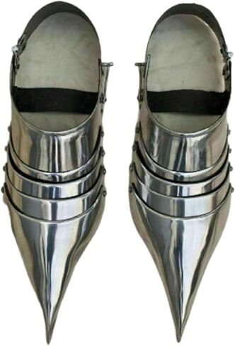 Medieval Knight Armor Shoes Crusader Gothic Sabatons 15th Century Armor Sabaton Feet Armor Wearable Shoes Reenactment Steel LARP Warrior Cosplay Costume Halloween in Saudi Arabia
