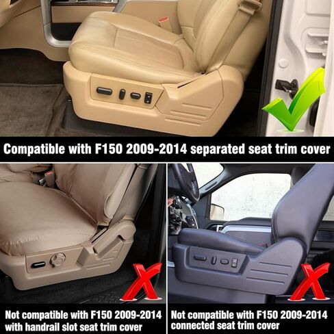 2pcs متوافق مع لوحة تغطية تقليم مقعد Ford F150 ومحول المقعد الإسكان الإسكان 2009-2014 ، غطاء مقاعد السائق اليسرى المقاعد اليسرى البديل 9L3Z1661693CA 9L3Z14A706NA-Black in Kuwait