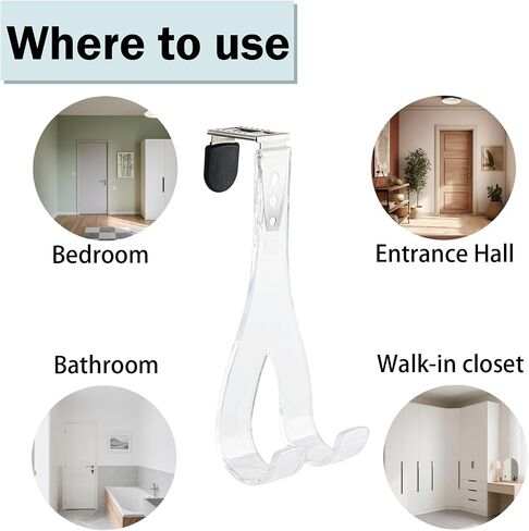 NewTalent Set of 2pcs Adjustable Over The Door Hooks for Hanging, for Living Room, Bathroom, Bedroom, Kitchen Hanging Clothes, Towels, Hats, Coats, Bags in Kuwait