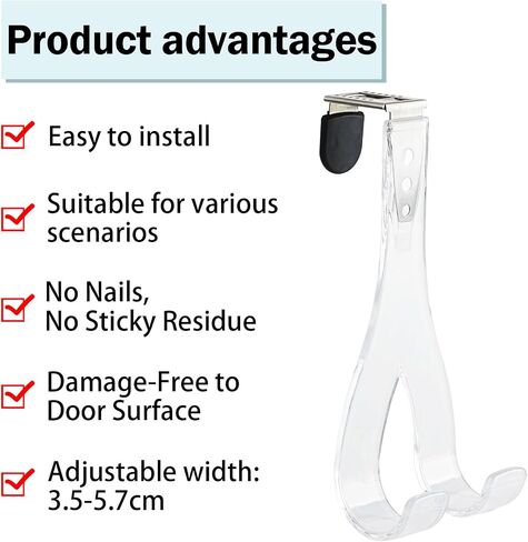 NewTalent Set of 2pcs Adjustable Over The Door Hooks for Hanging, for Living Room, Bathroom, Bedroom, Kitchen Hanging Clothes, Towels, Hats, Coats, Bags in Kuwait