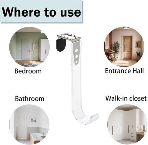 NewTalent Set of 2pcs Adjustable Over The Door Hooks for Hanging, for Living Room, Bathroom, Bedroom, Kitchen Hanging Clothes, Towels, Hats, Coats, Bags in Kuwait