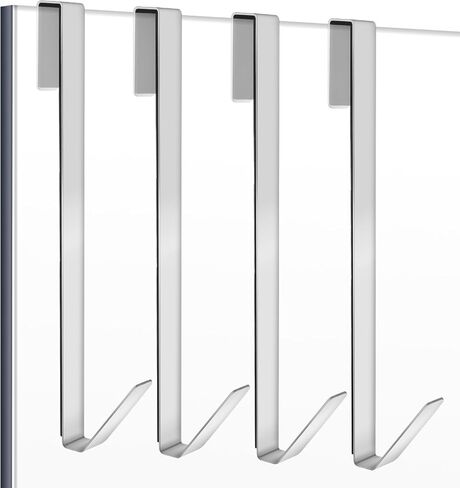 4 PCS 10" Shower Door Hooks for Towels, Heavy Duty Bathroom Hook for Shower Glass Door, Drilling-Free Stainless Steel Towel Hook for Frameless Glass in Saudi Arabia
