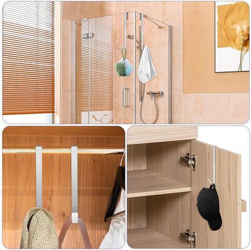 4 PCS 10" Shower Door Hooks for Towels, Heavy Duty Bathroom Hook for Shower Glass Door, Drilling-Free Stainless Steel Towel Hook for Frameless Glass in Saudi Arabia