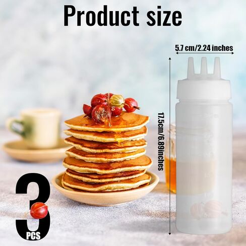 3 Pack 3 Hole Squeeze Bottle 300ml/10oz Ketchup Dispensers Container Plastic Condiment Squirt Bottles Kitchen Arts Crafts Accessories for Tomato Sauce Oil Vinegar Salad Mustard Syrup BBQ in Saudi Arabia