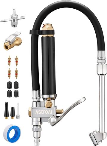 AstroAI T3 Heavy-Duty Tire Pressure Gauge with Inflator, Dual Head Chuck ANSI B40.1 Accurate Air Chuck with Pressure Gauge, 10-120 PSI, Compatible with 1/4" NPT Air Compressor in Kuwait