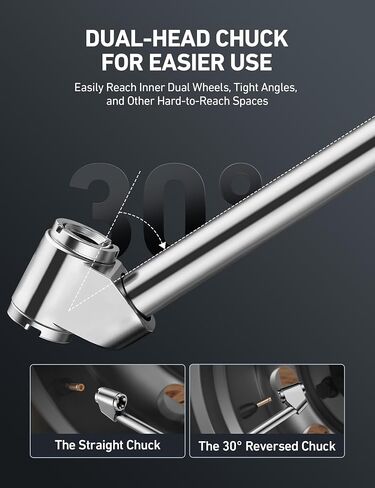 AstroAI T3 Heavy-Duty Tire Pressure Gauge with Inflator, Dual Head Chuck ANSI B40.1 Accurate Air Chuck with Pressure Gauge, 10-120 PSI, Compatible with 1/4" NPT Air Compressor in Kuwait