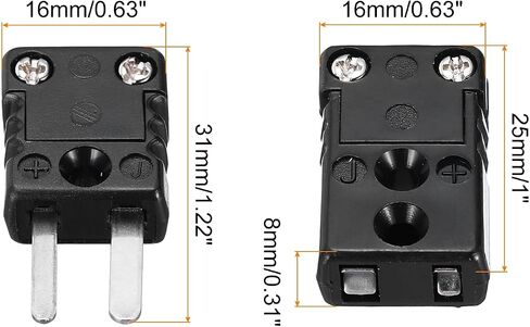 meccanixity 3 pcs mini j type thermocouple wire connectors ذكر محول قابس الإناث مرتفعة 200 درجة مئوية (392 درجة فهرنهايت) لمستشعر الحراري in Saudi Arabia