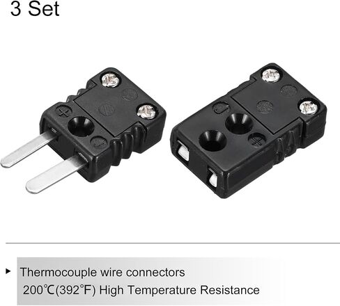 meccanixity 3 pcs mini j type thermocouple wire connectors ذكر محول قابس الإناث مرتفعة 200 درجة مئوية (392 درجة فهرنهايت) لمستشعر الحراري in Saudi Arabia