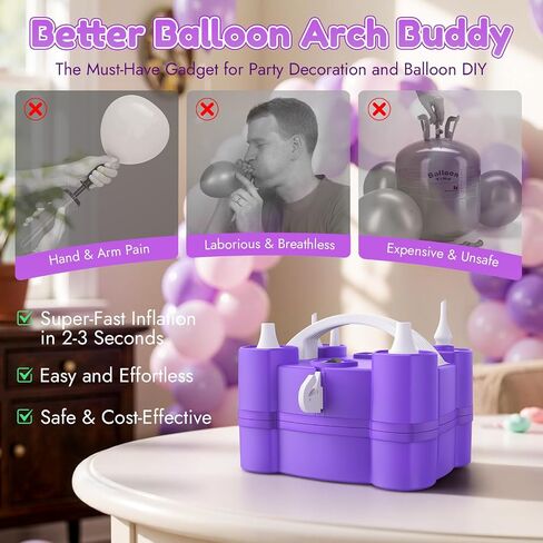 Electric Balloon Pump, 4-in-1 Balloon Blower with Triple Inflating Ports for All Balloons, Air Pump for Sports Balls, Inflator& Deflator for Inflatables (Dust-Proof Storage Bag Included) in Kuwait