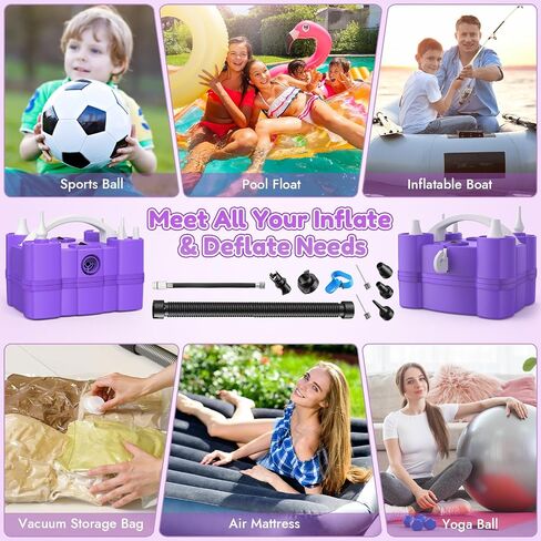 Electric Balloon Pump, 4-in-1 Balloon Blower with Triple Inflating Ports for All Balloons, Air Pump for Sports Balls, Inflator& Deflator for Inflatables (Dust-Proof Storage Bag Included) in Kuwait