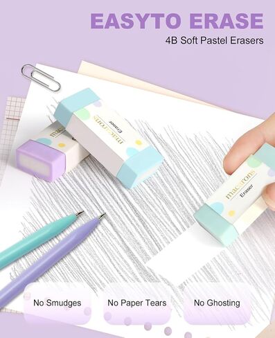 Mechanical Pencil Set with Cute Pencil Case, 12PCS Pastel Mechanical Pencils 0.5 & 0.7mm with 720PCS HB Leads, 4PCS Erasers and 1x Sticky Note, Suitable for School Writing, Drafting Drawing Sketching in Saudi Arabia