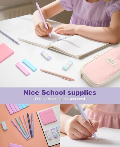 Mechanical Pencil Set with Cute Pencil Case, 12PCS Pastel Mechanical Pencils 0.5 & 0.7mm with 720PCS HB Leads, 4PCS Erasers and 1x Sticky Note, Suitable for School Writing, Drafting Drawing Sketching in Saudi Arabia