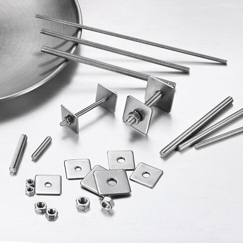 5-Set Fully Threaded Rod, M3x190mm 304 Stainless Steel Right Hand Thread Bar Studs with Nuts and Washers for Furniture Anchor Bolts/Clamps/U-Bolts, Metric Threaded Screw in Saudi Arabia