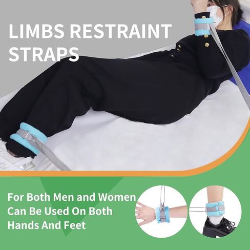 قيود القيود الطبية ， قيود الكاحل والمعصم لكبار السن الذين يعانون من الخرف ، وقيود السرير مع مشبك قابل للتعديل لسرير بحجم كوين (4 أجزاء) in Kuwait