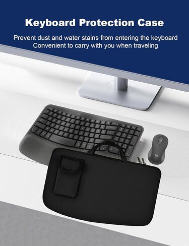 Portable Keyboard Travel Bag Shockproof Waterproof Dustproof Protective Neoprene Sleeve Compatible with Logitech Wave Keys Wavy Keyboard MK670 /Wireless Ergonomic Keyboards Mouse Combo (Black) in Saudi Arabia