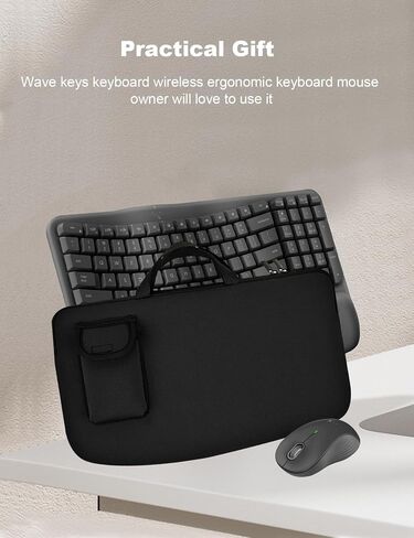 Portable Keyboard Travel Bag Shockproof Waterproof Dustproof Protective Neoprene Sleeve Compatible with Logitech Wave Keys Wavy Keyboard MK670 /Wireless Ergonomic Keyboards Mouse Combo (Black) in Saudi Arabia