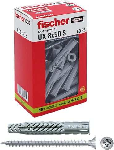 Fischer 542456 Dowel UX, Grey, 8 x 50 mm with Screw, Set of 50) in Saudi Arabia
