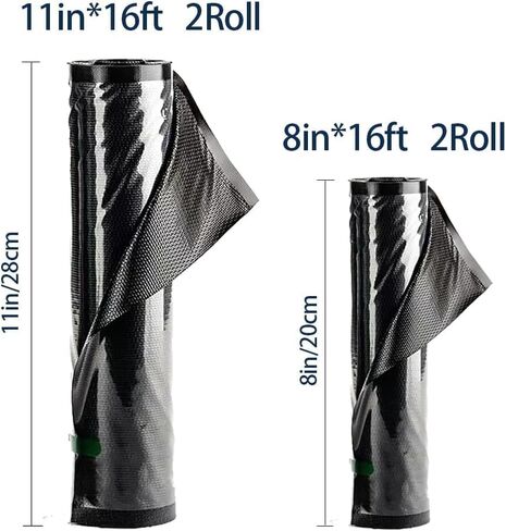 Vacuum Sealer Bags, 2 Rolls 8"X16' and 2 Rolls 11"X16' Airtight Food Storage Bag, Sous Vide Roll with Bags Cutter for Vacum Sealing Machine, Microwave Freezer Safe, BPA Free (Black) in Saudi Arabia