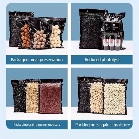 Vacuum Sealer Bags, 2 Rolls 8"X16' and 2 Rolls 11"X16' Airtight Food Storage Bag, Sous Vide Roll with Bags Cutter for Vacum Sealing Machine, Microwave Freezer Safe, BPA Free (Black) in Saudi Arabia