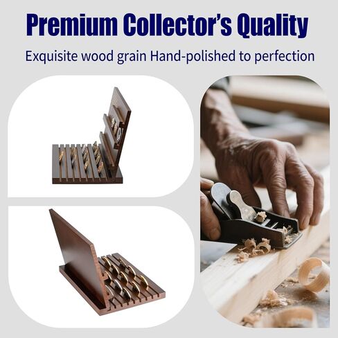 Challenge Coin Holder Display Stand, Wooden Stand Rack for Table Top Military Coin Holder Display Holds 80 Coins Deepened Anti-slip Grooves (Black) in Kuwait