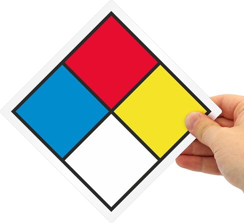 SmartSign (100/Pack) NFPA Diamond Labels ، 6 × 6 بوصات ، كتابة كلوريد بولي فينيل أبيض سميك 4 مل ، ملصقات مغلفة مع مادة لاصقة أكريليك دائمة ، مقاومة للدموع ، مصنوعة في الولايات المتحدة الأمريكية in Saudi Arabia