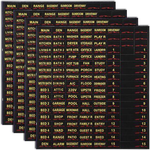 4 Sheets Circuit Breaker Labels,516pcs Breaker Box Labels, Self-Adhesive Electric Panel Waterproof Vinyl Fuse Box Label for House Home Office Use in Saudi Arabia