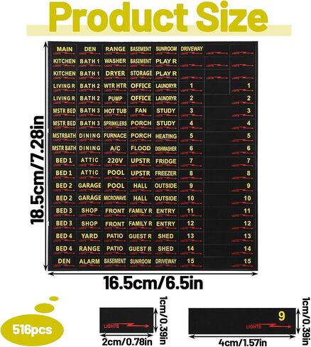 4 Sheets Circuit Breaker Labels,516pcs Breaker Box Labels, Self-Adhesive Electric Panel Waterproof Vinyl Fuse Box Label for House Home Office Use in Saudi Arabia