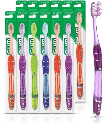 GUM Technique Deep Clean Toothbrush - Compact Soft - Soft Toothbrushes for Adults with Sensitive Gums - Extra Fine Bristles, 1ct (12pk) in Saudi Arabia