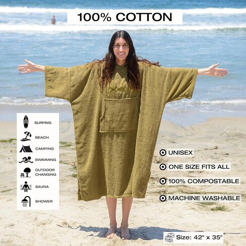 POMO SURF Poncho ، منشفة معطف مصنوع من القطن 100 ٪ ، والجنسين المتغيرة المنشفة وحجم واحد يناسب كل البالغين المتغيرين. in Saudi Arabia
