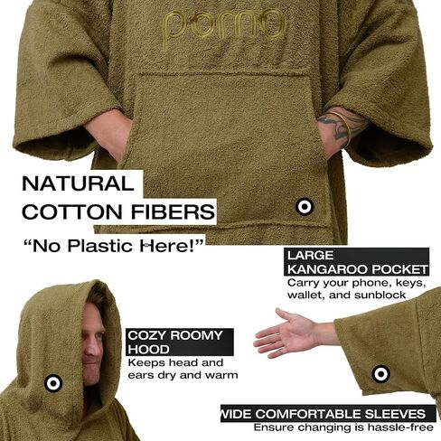 POMO SURF Poncho ، منشفة معطف مصنوع من القطن 100 ٪ ، والجنسين المتغيرة المنشفة وحجم واحد يناسب كل البالغين المتغيرين. in Saudi Arabia