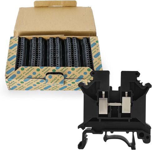 100pcs Black UK-5N Din Rail Wire Terminal Blocks Ground Wide Application for 800V 41A 24-10AWG 4mm Electrical Distribution Box Connector Screw Solar Power System Project PLC Industrial Control in Saudi Arabia