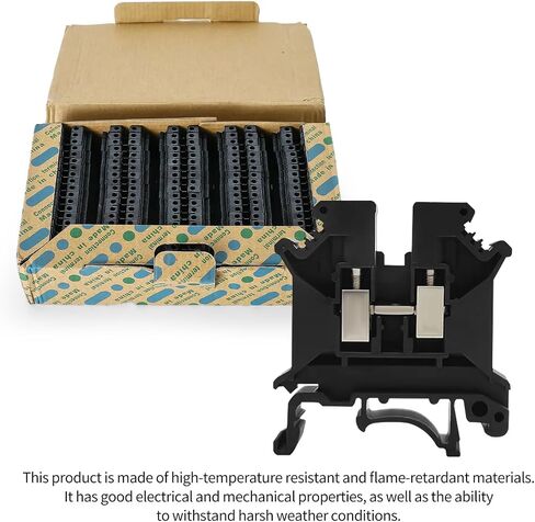 100pcs Black UK-5N Din Rail Wire Terminal Blocks Ground Wide Application for 800V 41A 24-10AWG 4mm Electrical Distribution Box Connector Screw Solar Power System Project PLC Industrial Control in Saudi Arabia